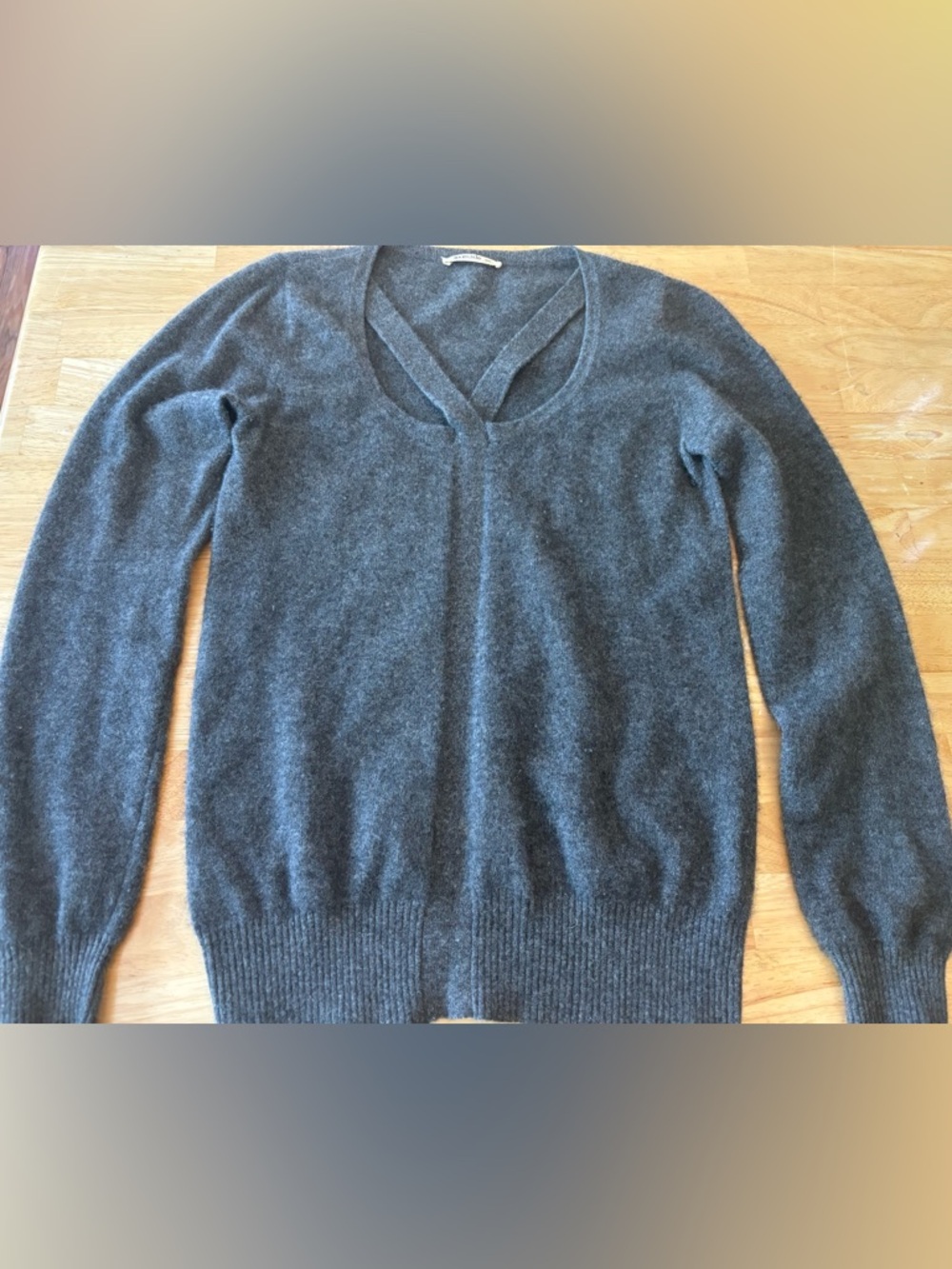LA Made Charcoal Gray Cashmere V-Neck Sweater